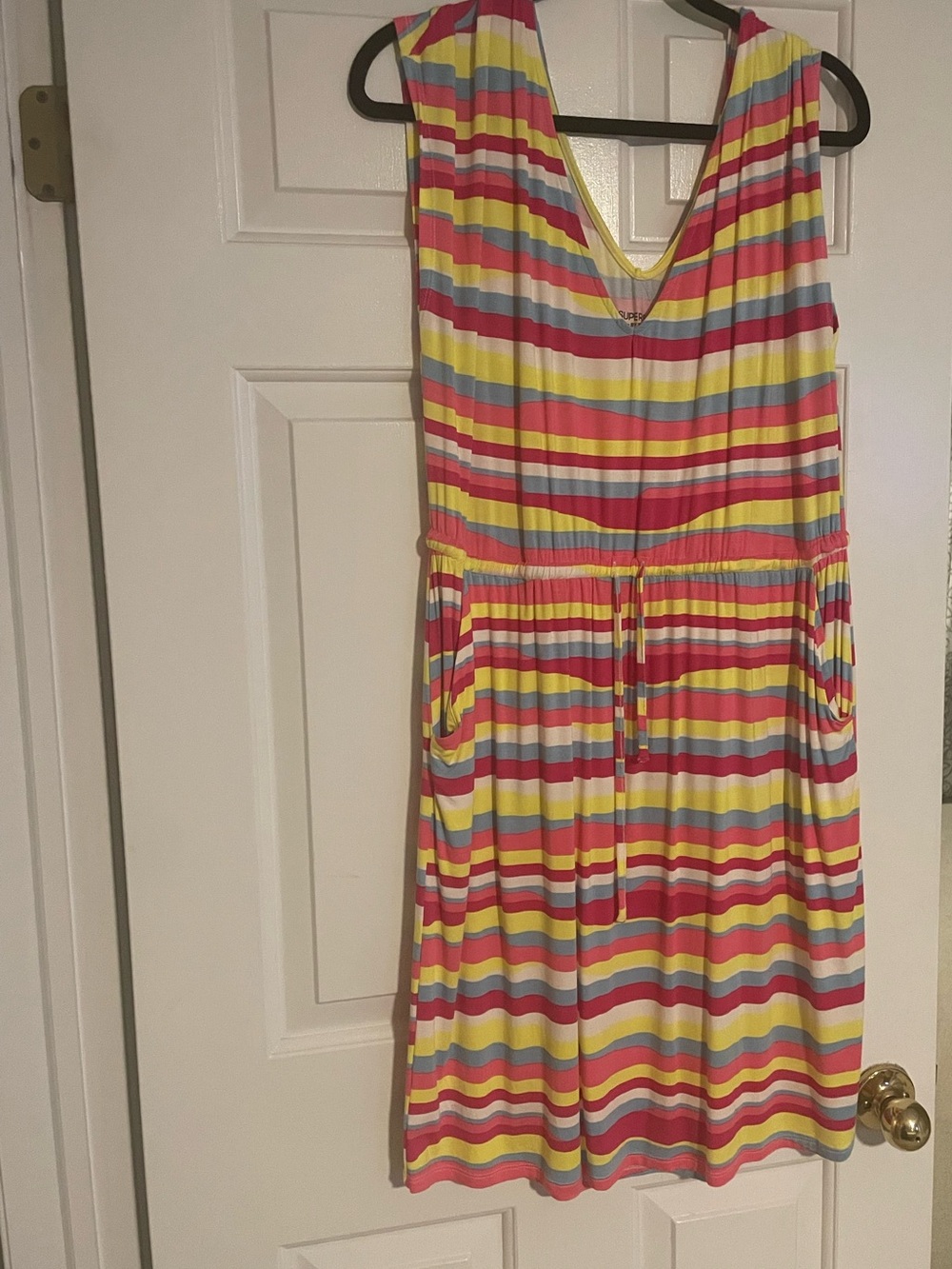torrid Striped V-Neck Sleeveless Dress in Pink, Yellow, Blue, Gray, SIZE 1